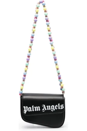 Palm Angels Torebki, Kobieta, Czarny, ONE SIZE, Skóra, Torebka Crash Bag z Paskiem z Koralików