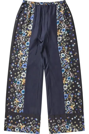 Munthe Spodnie, Kobieta, Wielobarwność, XL, Eleganckie spodnie jedwabne w kwiaty