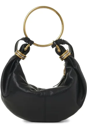 Chloé Torebki, Kobieta, Czarny, ONE SIZE, Skóra, Czarna skórzana torebka na ramię z okrągłą rączką