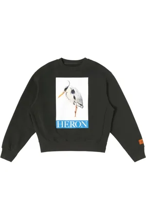 Heron Preston Bluzy, Mężczyzna, Czarny, S, Bawełna, Bluza Crewneck z Malowanym Ptakiem