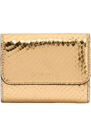Roberto Cavalli Akcesoria, Kobieta, Żółty, ONE SIZE, Portfel z wężowym nadrukiem