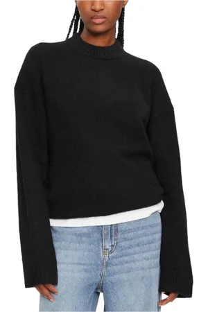 Calvin Klein Swetry, Kobieta, Czarny, S, Czarna Dzianinowa Odzież na Jesień/Zimę