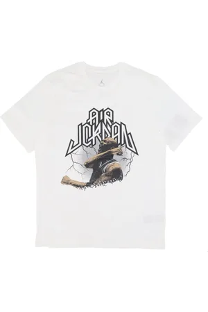 Jordan Koszulki, Mężczyzna, Biały, L, T-shirt Graficzny Biały/Czarny Krótki Rękaw