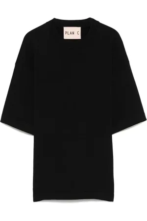 Plan C Koszulki, Kobieta, Czarny, S, Poliester, Sweter T-shirt z Refined Texture