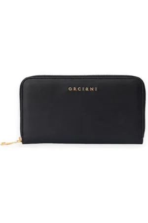 Orciani Akcesoria, unisex, Czarny, ONE SIZE, Skóra, Skórzany portfel zapinany na zamek z wieloma przegródkami
