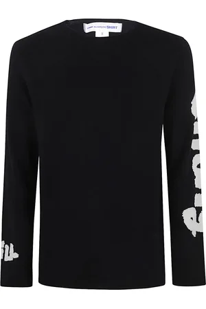 Comme des Garçons Swetry, Mężczyzna, Niebieski, L, Wełna, Dzianina z okrągłym dekoltem