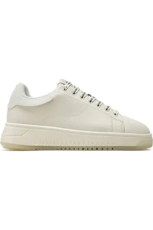Emporio Armani Buty, Kobieta, Beżowy, 37 EU, Skóra, Transparentne Retro Sneakersy z Logo Orła
