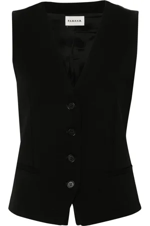 P.A.R.O.S.H. Kurtki, Kobieta, Czarny, M, Wełna, Czarna Kamizelka Gilet 013