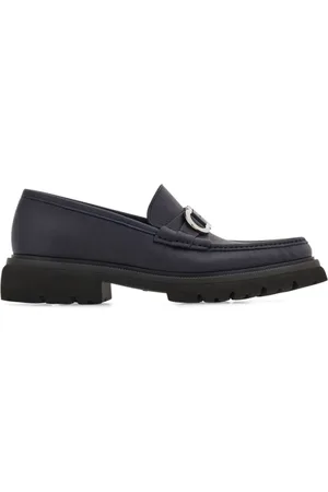 Salvatore Ferragamo Buty, Mężczyzna, Niebieski, 39 1/2 EU, Niebieskie Skórzane Buty na Płaskim Obcasie