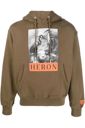 Heron Preston Bluzy, Mężczyzna, Zielony, L, Bawełna, Bluza z kapturem BW Logo