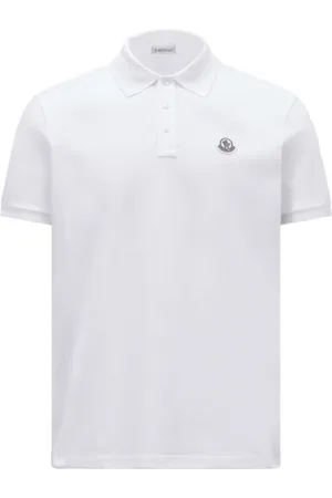 Moncler Koszulki, Mężczyzna, Biały, S, Tricolor Logo Biała Koszulka Polo