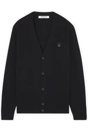Maison Kitsuné Swetry, Mężczyzna, Czarny, M, Wełna, Czarny kardigan Fox