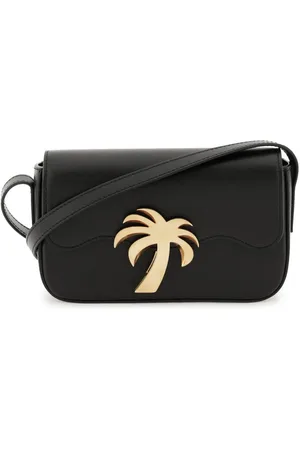 Palm Angels Torebki, Kobieta, Czarny, ONE SIZE, Skóra, Tęczowa skórzana torebka Bridge Bag z zapięciem w kształcie palmy