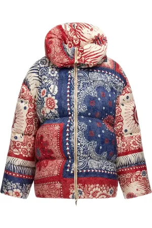 Roberto Cavalli Kurtki, Kobieta, Wielobarwność, S, Poliester, Kurtka Puffer z Nadrukiem Bandany