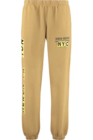 Heron Preston Spodnie, Mężczyzna, brązowy, 2XL, Bawełna, Bawełniane spodnie z logo