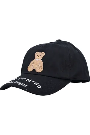 Palm Angels Akcesoria, Mężczyzna, Czarny, ONE SIZE, Bawełna, Czapka z Haftem Niedźwiedzia Bear in Mind