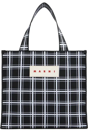 Marni Torebki, Mężczyzna, Czarny, ONE SIZE, Torba Shopper w Kratę Żakardową