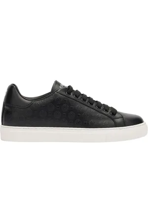 Roberto Cavalli Buty, Kobieta, Czarny, 35 EU, Monogramowe Niskie Skórzane Sneakersy