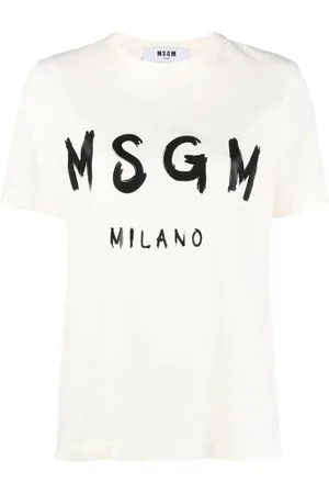 Msgm Koszulki, Kobieta, Biały, XS, Bawełna, T-shirt z nadrukiem logo