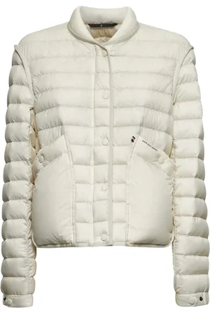 Moncler Kurtki, Kobieta, Beżowy, S, Nylon, Ivory Bomber z puchem