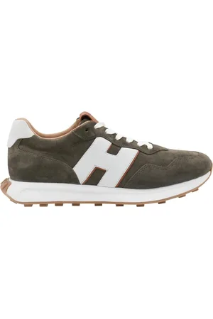Hogan Buty, Mężczyzna, Zielony, 44 EU, Zamsz, Zamszowe Sneakersy z Detalami ze Skóry