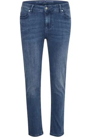 My Essential Wardrobe Jeansy, Kobieta, Niebieski, W26 L32, Bawełna, Klasyczne jeansy z prostymi nogawkami i wysokim stanem