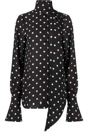 Nina Ricci Bluzki, Kobieta, Czarny, S, Poliester, Koszula w groszki z krepy de Chine