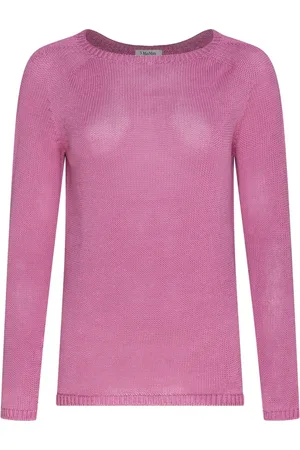 Max Mara Swetry, Kobieta, Fioletowy, XS, Len, Fioletowy lniany sweter