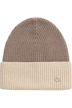 Calvin Klein Akcesoria, Kobieta, brązowy, ONE SIZE, Metalowa Czapka Beanie