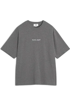 Maison Kitsuné Koszulki, Mężczyzna, Szary, L, T-shirt z haftem logotypu