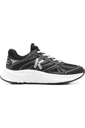 Kenzo Buty, Mężczyzna, Czarny, 43 EU, Czarne Sneakersy z Siatką Logo