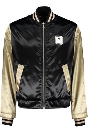 Palm Angels Kurtki, Mężczyzna, Czarny, S, Nylon, Nylonowa kurtka bomberka z detalem logo