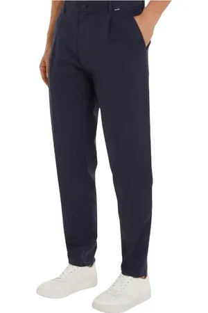 Calvin Klein Spodnie, Mężczyzna, Niebieski, W30 L32, Nowoczesne spodnie zwężane z zakładkami z diagonalu