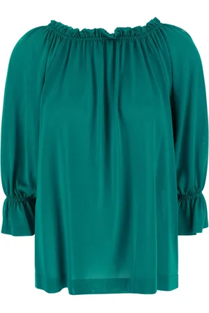 Alberta Ferretti Bluzki, Kobieta, Niebieski, S, Niebieski Plisowany Top Wiskoza Damski