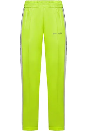 Palm Angels Spodnie, Mężczyzna, Zielony, 2XL, Fluo Żółte spodnie dresowe z paskami
