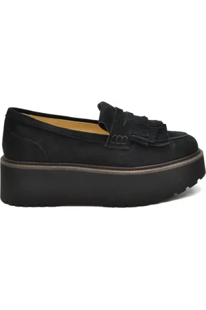 Hogan Buty, Kobieta, Czarny, 38 EU, Zamsz, Czarne wsuwane mokasyny z gumową podeszwą