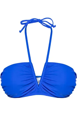 Ganni Stroje kąpielowe, Kobieta, Niebieski, L, Marszczony Top od Bikini