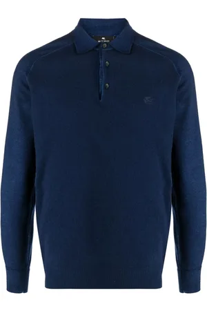Etro Koszulki, Mężczyzna, Niebieski, S, Wełna, Polo Shirt