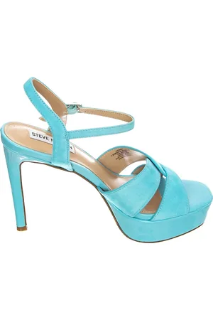 Steve Madden Buty, Kobieta, Niebieski, 37 EU, Sandały na Koturnie z Paskami na Kostce
