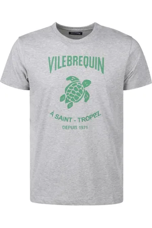 Vilebrequin Koszulki, Mężczyzna, Szary, XL, Bawełna, Bawełna Crew Neck Front Print T-Shirt