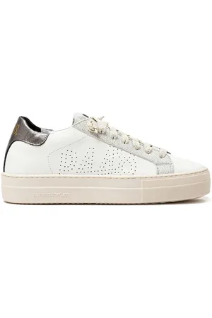 P448 Buty, Kobieta, Biały, 36 EU, Skóra, Białe skórzane sneakersy