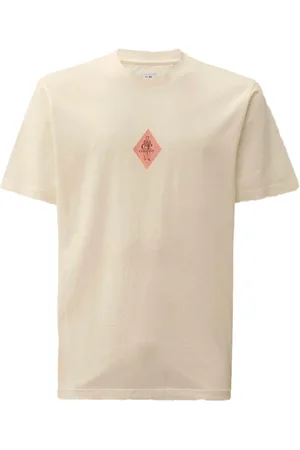 C.P. Company Koszulki, Mężczyzna, Biały, XL, Bawełna, Koszulka z logo żeglarskim z prążkowanym dekoltem