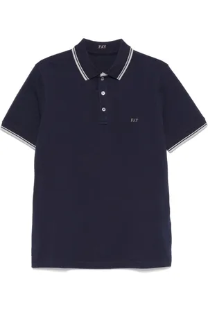 FAY Koszulki, Mężczyzna, Niebieski, L, Bawełna, Czarny T-shirt i Polo