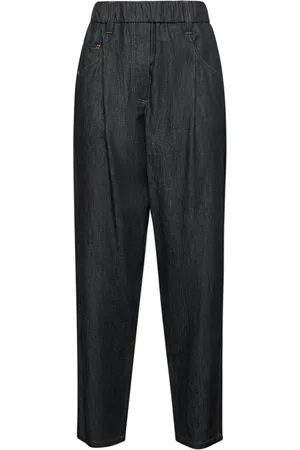 Brunello Cucinelli Spodnie, Kobieta, Czarny, XS, Bawełna, Szerokie spodnie