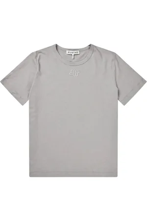 Munthe Koszulki, Kobieta, Szary, L, Bawełna, Bawełniana koszulka T-shirt z haftowanym emblematem
