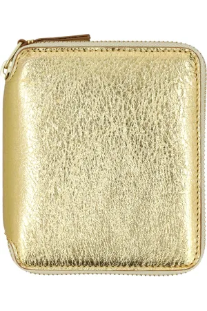 Comme des Garçons Akcesoria, unisex, Żółty, ONE SIZE, Skóra, Metaliczny Portfel Zapinany na Zamek
