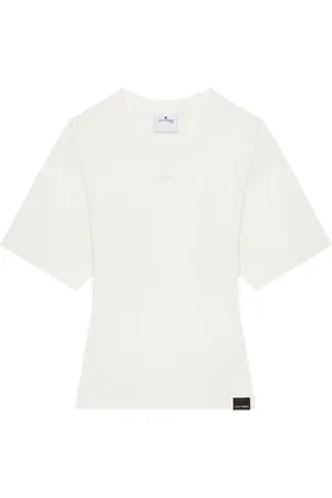 Courrèges Koszulki, Kobieta, Biały, XS, Bawełna, T-shirt z okrągłym dekoltem