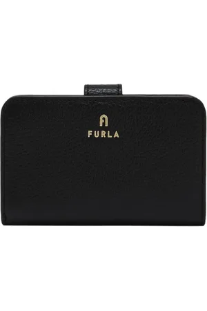 Furla Akcesoria, Kobieta, Czarny, ONE SIZE, Skóra, Kompaktowy portfel Camelia z wieloma przegródkami