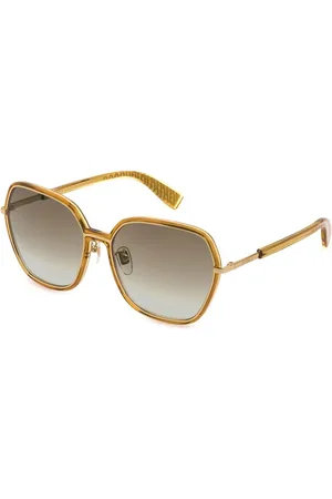 Furla Akcesoria, Kobieta, Żółty, ONE SIZE, Złote metalowe okulary przeciwsłoneczne