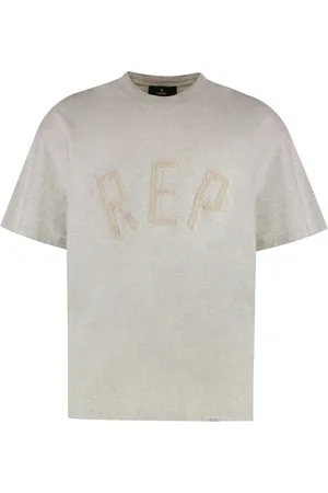 Represent Koszulki, Mężczyzna, Szary, M, Żakardowy Bawełniany T-shirt z okrągłym dekoltem